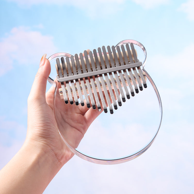 【Engravable】Huashu 8/17/21 Keys Acrylic C Major Kalimba for Spiritual Practices - Transparent Bear