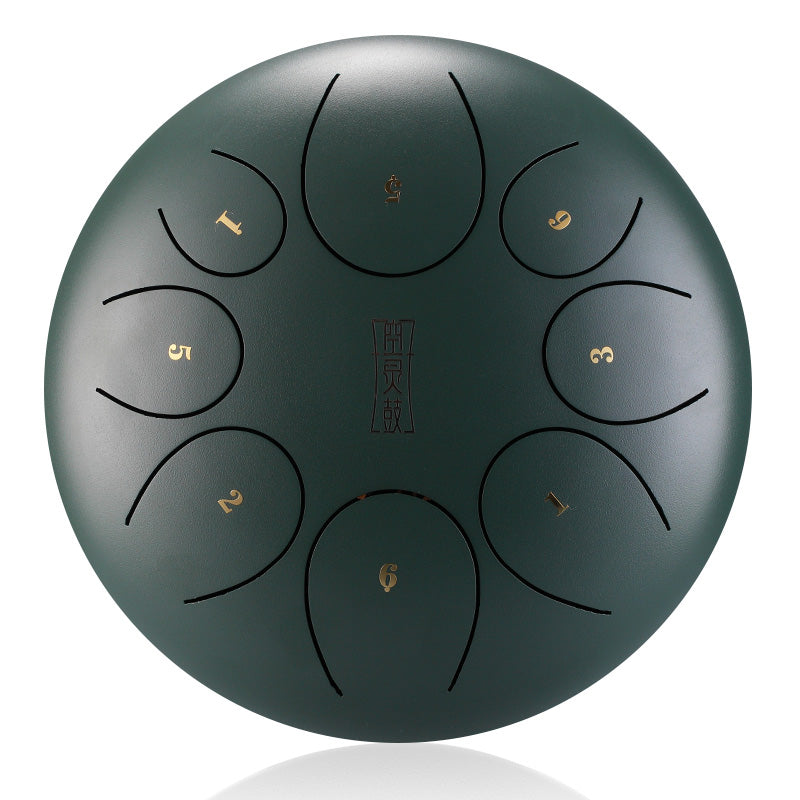 HUA SHU Stalowa trąbka z połyskującym stopem 8 cali 8 nut F-dur do yoga - okrągła trąbka z językiem