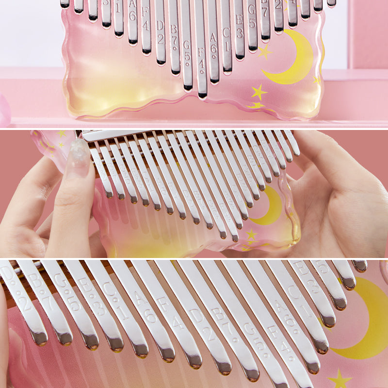 【Engravable】Huashu 17/21 Keys Acrylic C Major Kalimba for Relaxation - Star Moon