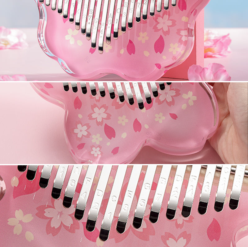 【Engravable】Huashu 17/21 Keys Acrylic 【Engravable】C Major Kalimba for Mindfulness - Printing Sakura