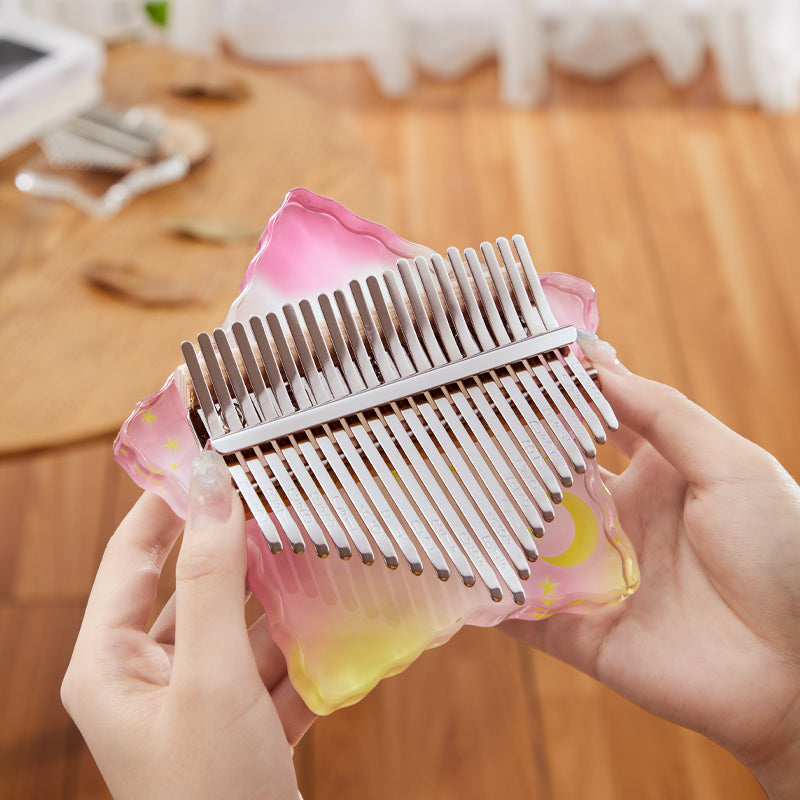 【Engravable】Huashu 17/21 Keys Acrylic C Major Kalimba for Relaxation - Star Moon