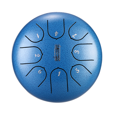 Huashu 탄소강 텅드럼 6인치 8음 C장조 명상용 - 수직 줄무늬 연꽃 텅드럼