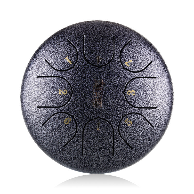 HUASHU Dzwon zębaty z stali węglowej 6 cali 8 nut C-dur do medytacji - Dzwon zębaty lotosowy z pionowym wzorem