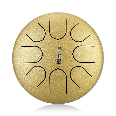 Huashu 탄소강 텅드럼 6인치 8음 C장조 명상용 - 수직 줄무늬 연꽃 텅드럼