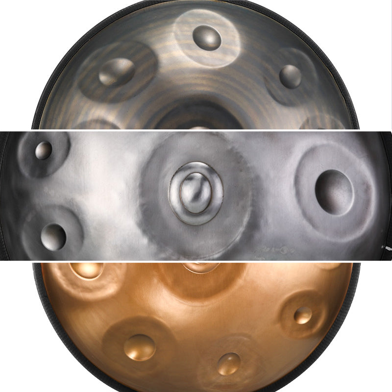 HLURU Nitride Steel Brown Handpan Drum 22 Inch 9 Notes D-Kurd Handpan for Prenatal Education - Level C Rubber Edge