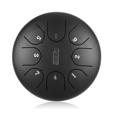 Huashu 탄소강 텅드럼 6인치 8음 C장조 명상용 - 수직 줄무늬 연꽃 텅드럼