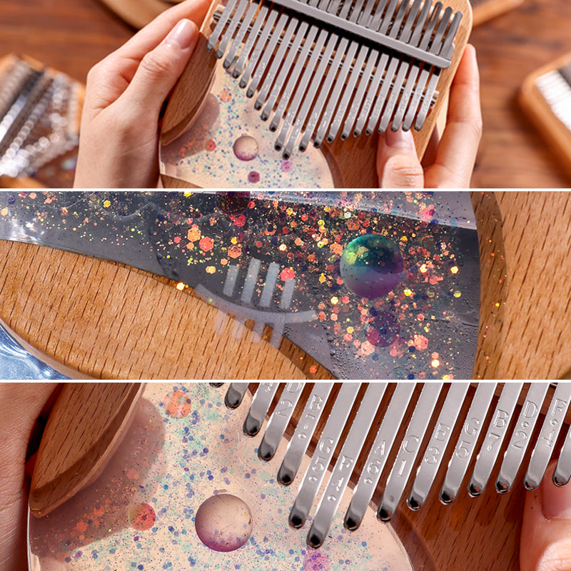 Hluru 17/21 Keys Beech & Epoxy Resin C Major Kalimba for Prenatal Education - Sparkling Planet