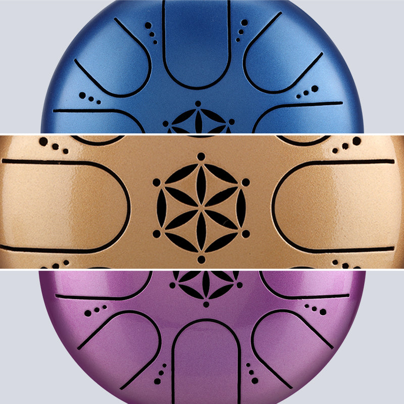 HLURU 304 Złota Stal Dzwonek na Język 5 Cali 8 Not (Kwiat Życia) do Medytacji