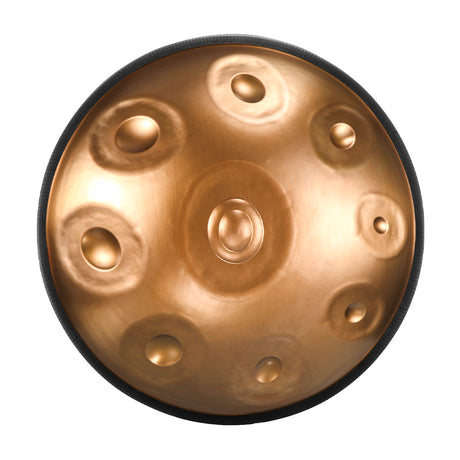 HLURU Stainless Steel Golden Handpan Drum 22 Inch 9 Notes D-Kurd Handpan for Early Childhood Education - Level C Rubber Edge