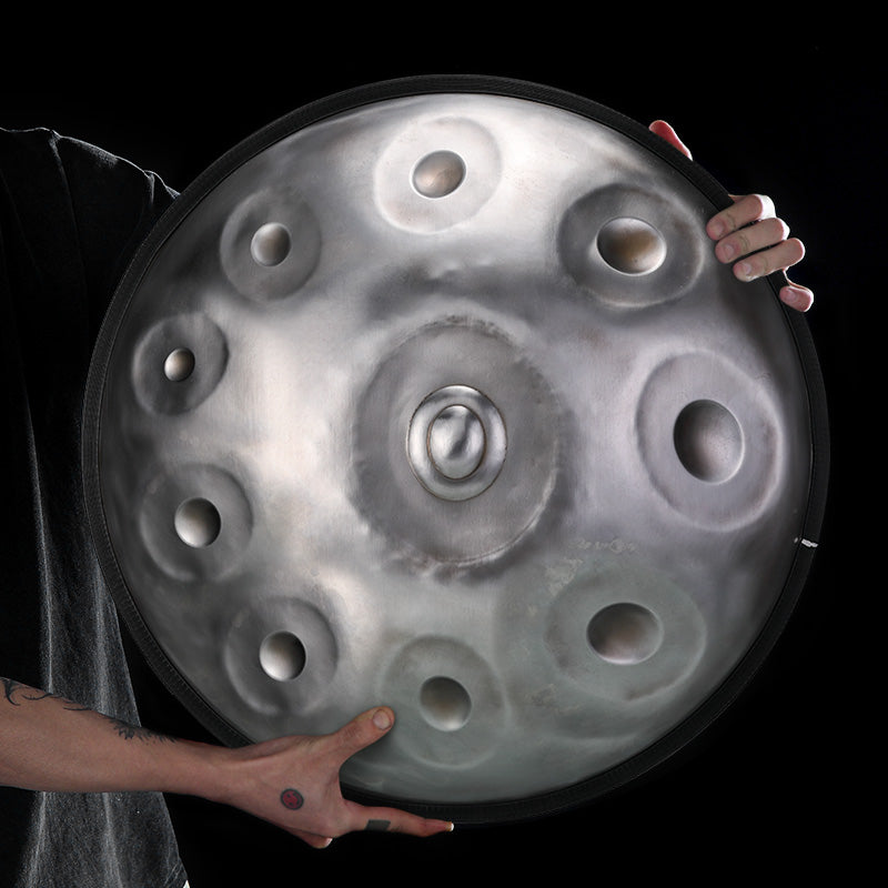 HLURU Złota Stal Srebrna Ręczna Dzwonka 22 Cali 9 Not D-Kurd Ręczna Dzwonka na Spotkania Społeczne - Poziom C Gumowy Brzeg