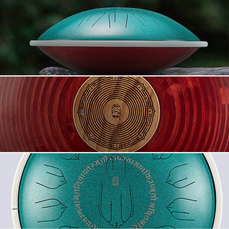 Hluru Mikroaluminiowany Stalowy Tamburyn 15 Not 14'' D Dur 432 Hz do Medytacji - Eq Healing