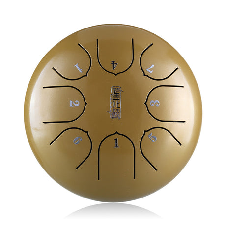 Huashu 탄소강 텅드럼 6인치 8음 C장조 명상용 - 수직 줄무늬 연꽃 텅드럼