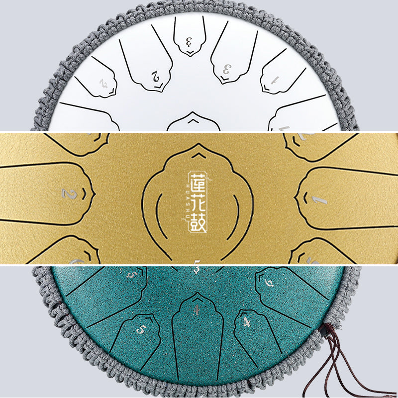 HUASHU Dzwójka z żelaza węglowego 13 cali 15 nut D-dur do relaksu - Dzwójka z lotosem flotującym