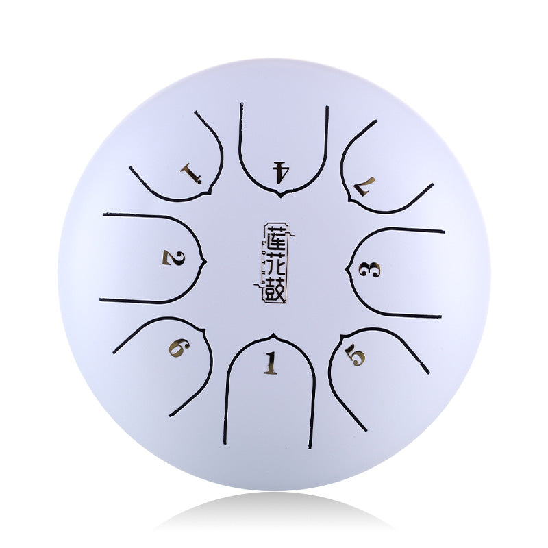 HUASHU Dzwon zębaty z stali węglowej 6 cali 8 nut C-dur do medytacji - Dzwon zębaty lotosowy z pionowym wzorem