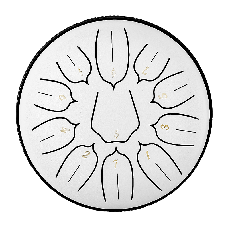 HUASHU Dzwonki z stali węglowej 6 cali 11 nut D5 Major do terapii muzycznej - Dzwonki z lotosami z pionowymi pasami