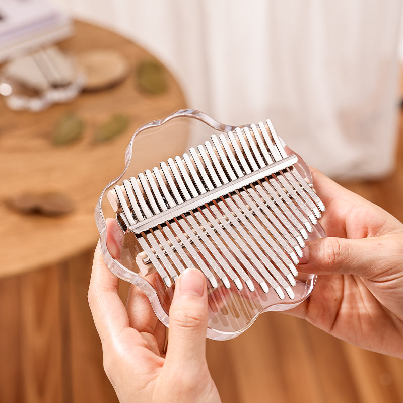 【Engravable】Huashu 17/21 Keys Acrylic C Major Kalimba for Yoga - Transparent Sakura