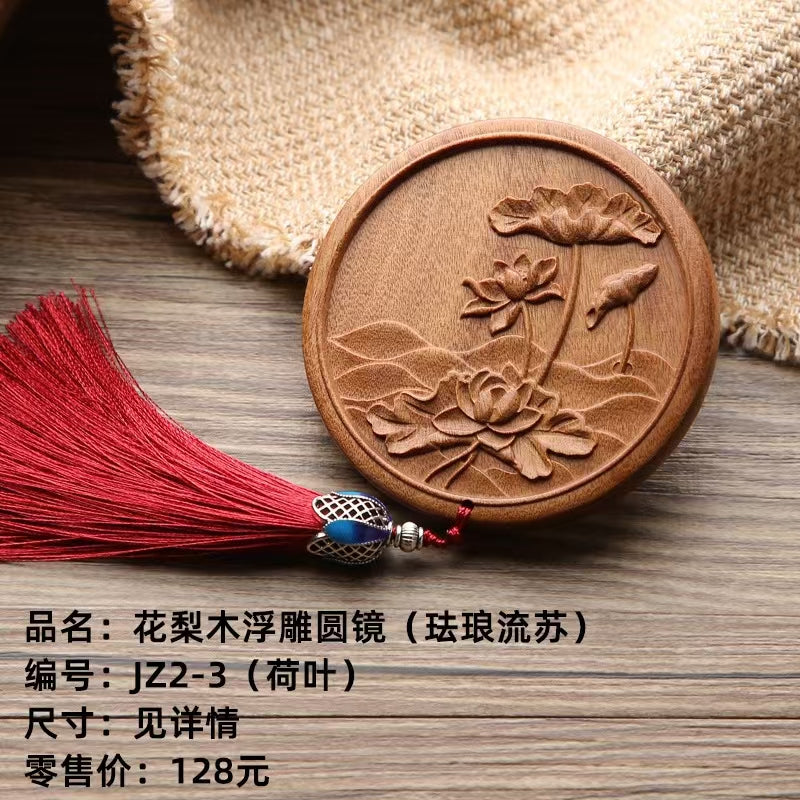 Miroir rond en feuille de lotus