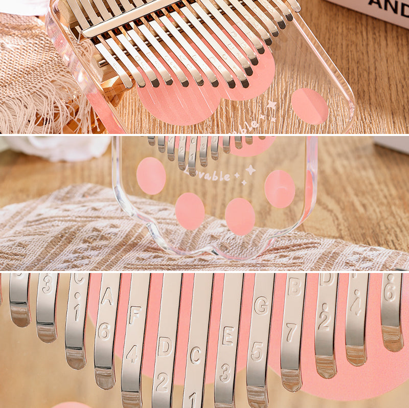 【Engravable】Huashu 17/21 Keys Acrylic C Major Kalimba for Relaxation - Cat's Paw
