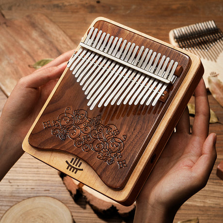 Hluru 21 Keys Black Walnut & Maple C Major Kalimba for Early Childhood Education - Double Layer of Wah-Wah