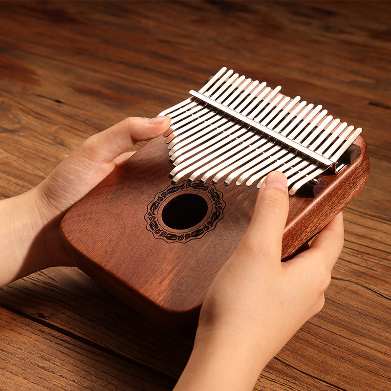 Hluru 21 Keys Sandalwood C Major Kalimba for Relaxation - Round Edge Box