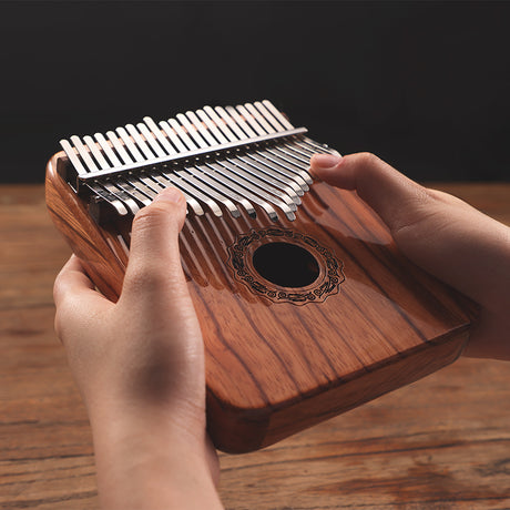 Hluru 21 Keys Red Rosewood C Major Kalimba for Meditation - Round Edge Box