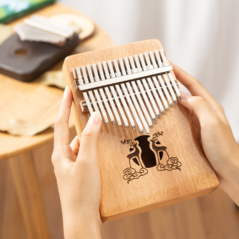 Huashu 17/21 Keys Mahogany C Major Kalimba for Early Childhood Education - Reindeer