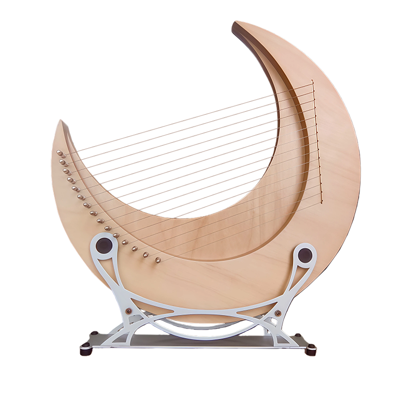 魯儒 楓木與榆木大豎琴 11/15 弦 C/G 大調,用於聲音療癒 - 新月豎琴