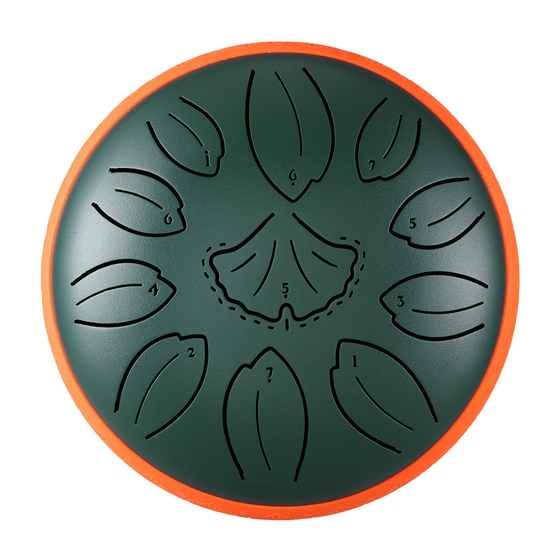 Huashu 11 notes 6" C5 Major Carbon Steel Tongue Drum For Yoga - Golden Ginkgobiloba