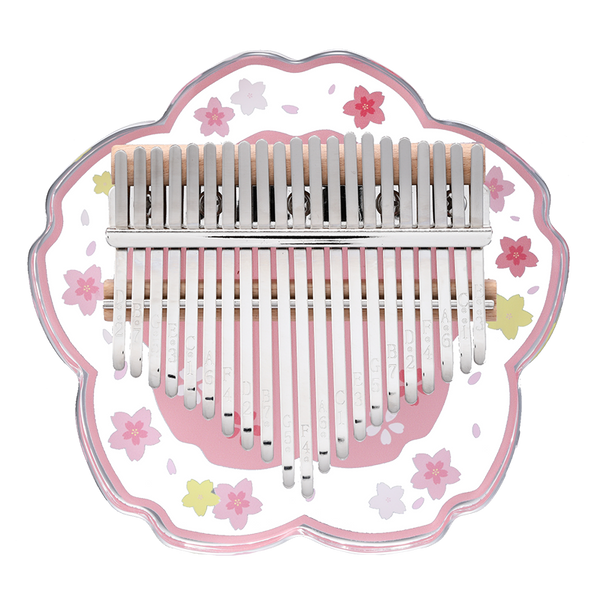 ギフト＆コレクション用アクリル透明ピンクサクラカリンバ 17/21鍵