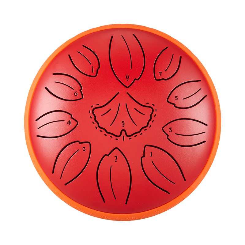 Huashu 11 notes 6" C5 Major Carbon Steel Tongue Drum For Yoga - Golden Ginkgobiloba