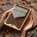 Kalimba Hluru 21 touches en noyer noir et érable, do majeur, pour l'éducation de la petite enfance - Double couche de wah-wah 