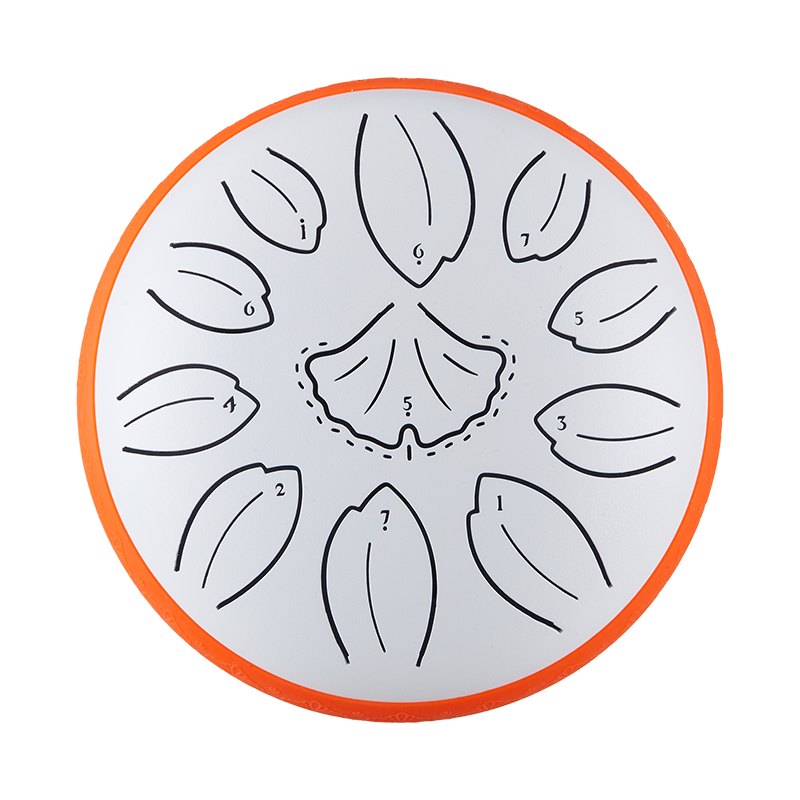 Huashu 11 notes 6" C5 Major Carbon Steel Tongue Drum For Yoga - Golden Ginkgobiloba