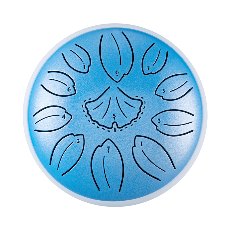 Huashu 11 notes 6" C5 Major Carbon Steel Tongue Drum For Yoga - Golden Ginkgobiloba