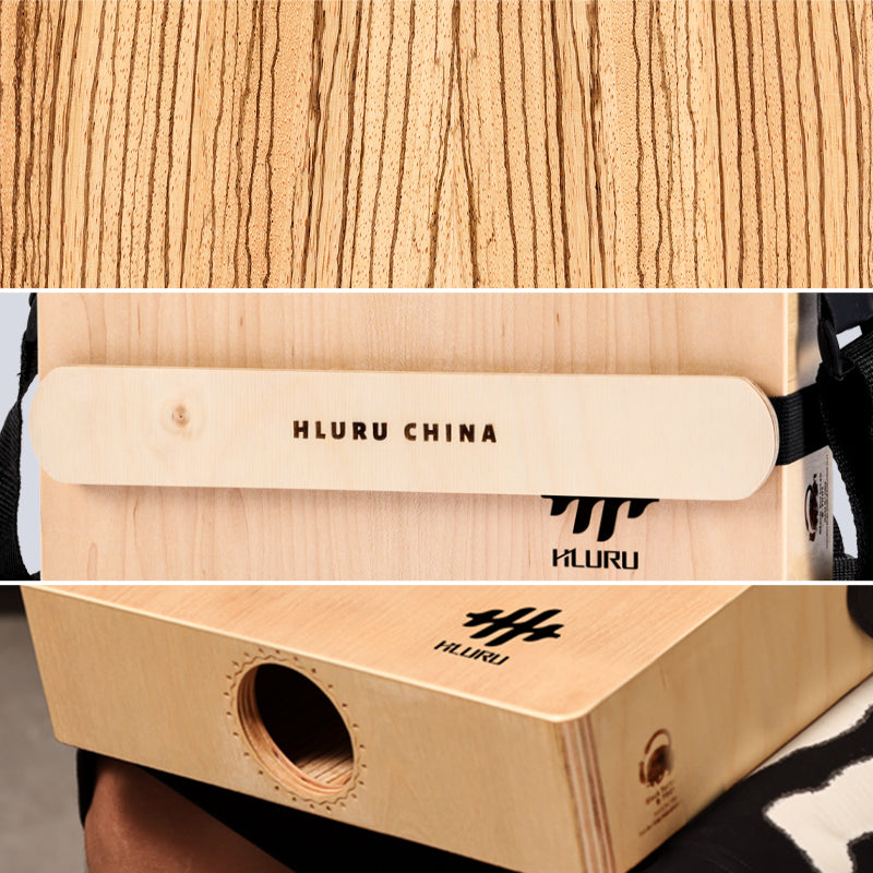 魯儒 楓木卡洪鼓 3 合 1 打擊樂盒鼓，用於聲音治療 - 30CN 黑玳瑁