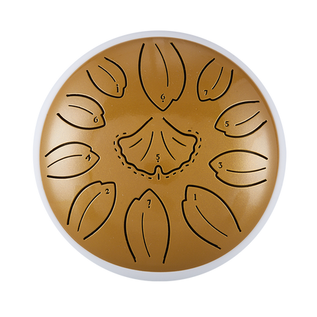 Huashu 11 notes 6" C5 Major Carbon Steel Tongue Drum For Yoga - Golden Ginkgobiloba