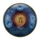 HLURU Nitridstahl Blau Handpan Trommel 22 Zoll 9 Töne D-Kurd Percussion Instrument für Klangheilung - Level A Gold Edge Professionelle Handpan 
