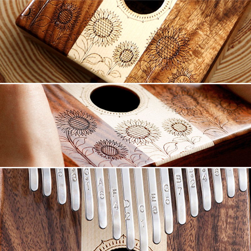 Kalimba Huashu 17 touches en koa et érable en do majeur pour musicothérapie - Tournesol 