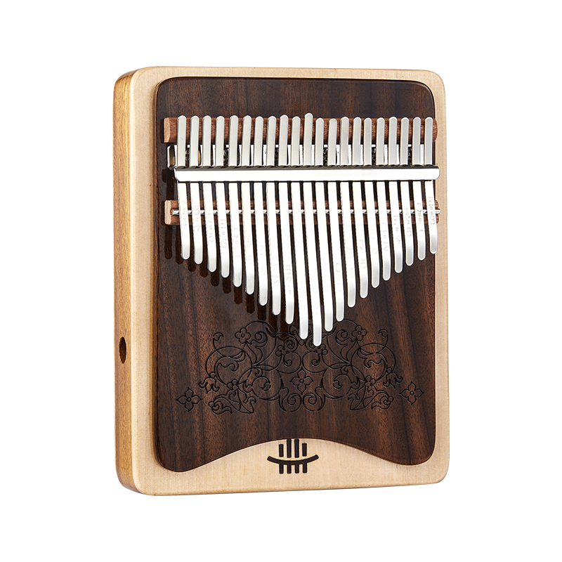 Kalimba Hluru 21 touches en noyer noir et érable, do majeur, pour l'éducation de la petite enfance - Double couche de wah-wah 